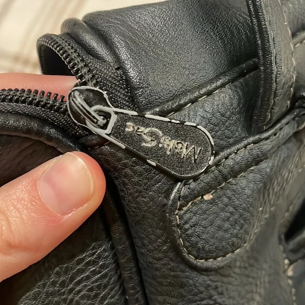 Black Faux Leather MultiSac Mini Backpack Purse - Picture 12 of 14